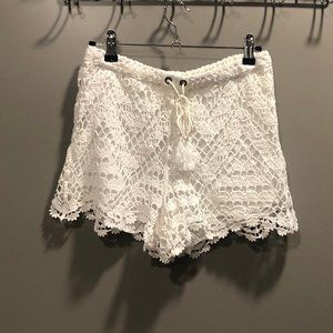 Anthropologie Mermaid White Crochet Shorts